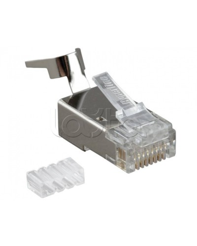 Разъем RJ-45(8P8C) под витую пару, категория 6A, экранированный, со вставкой Hyperline PLUG-8P8C-UV-C6A-SH-50 в Нижнем Новгороде Коннекторы и разъемы Pintop.ru