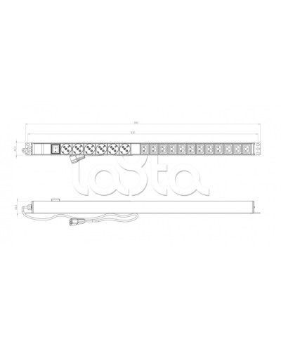 Блок розеток вертикальный черн Hyperline (SHE-6SH-12IEC-2.5AIEC) в Нижнем Новгороде Блоки розеток Pintop.ru