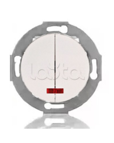 Выключатель двухклавишный Экопласт (схема 5L) с индикатором 10 A, 250 B (белый) Vintage в Нижнем Новгороде Розетки компьютерные и телефонные Pintop.ru