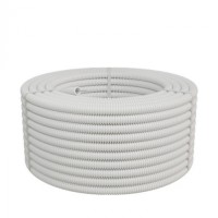 Труба ПП HF-FR гофрир. тяжелая, с зондом, без галогена, ПЛЛ 25мм Экопласт (61125HFR-W) - Труба ПП HF-FR гофрир. тяжелая, с зондом, без галогена, ПЛЛ диам.25мм ПВ-0 (50м) цвет белый 1 палл.=2100м Экопласт