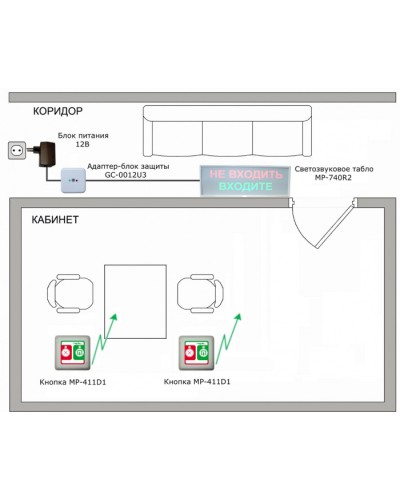 Радиокомплект светового и звукового вызова Hostcall MP-911W2 в Нижнем Новгороде Система оповещения и трансляции Hostcall Pintop.ru