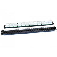 Патч-панель 19", 1U, 24 порта RJ-45, категория 5e, Dual IDC, ROHS, цвет черный Hyperline PP3-19-24-8P8C-C5E-110D