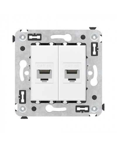 Компьютерная розетка RJ-45 без шторки в стену, кат.5е двойная, Avanti, Белое облако DKC 4400664 в Нижнем Новгороде Розетки компьютерные и телефонные Pintop.ru