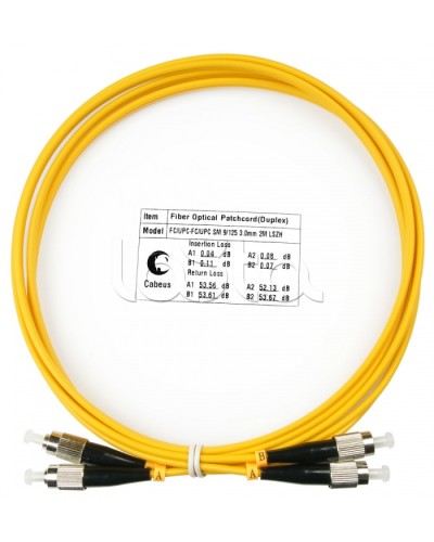 Шнур оптический duplex FC-FC 9/125 sm 2м LSZH Cabeus FOP(d)-9-FC-FC-2m в Нижнем Новгороде Патч-корды оптические Pintop.ru
