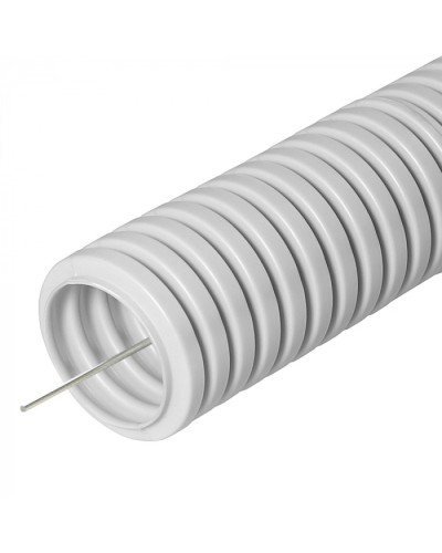 Труба ПВХ гибкая гофрированная д.20мм, лёгкая с протяжкой, 100м, цвет серый Cabeus (FCPL-20-PVC-100-1-GY) в Нижнем Новгороде Труба гофрированная Pintop.ru