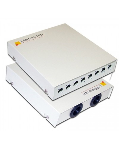 Кросс оптический настенный, металлический, на 8 ST адаптеров LANMASTER LAN-FOBM-WM-8ST в Нижнем Новгороде Кросс оптический Pintop.ru