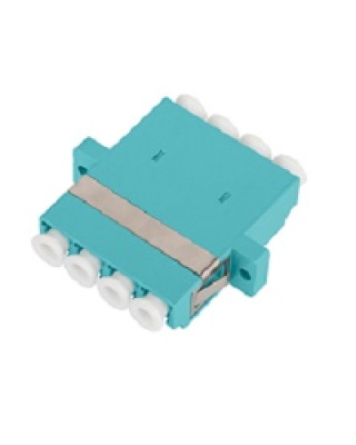 Адаптер NIKOMAX волоконно-оптический, соединительный, многомодовый, стандарта OM3, LC/UPC-LC/UPC, квадро, пластиковый, без шторки, с фланцами, аква, уп-ка 2шт. в Нижнем Новгороде Проходные адаптеры и розетки оптические Pintop.ru