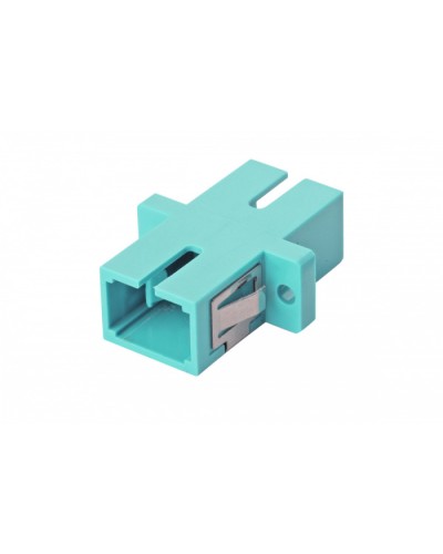 Оптический адаптер OM3, симплекс SC, с фланцами, бирюзовый Eurolan (36A-30-SC-02AQ) в Нижнем Новгороде Проходные адаптеры и розетки оптические Pintop.ru