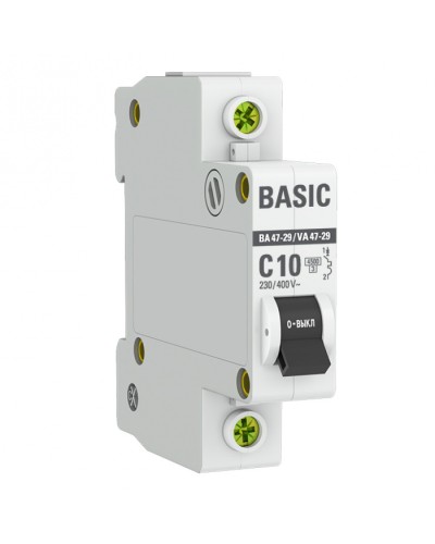 Автоматический выключатель 1P 10А (C) 4,5кА ВА 47-29 EKF Basic (mcb4729-1-10C) в Нижнем Новгороде Электротехническое оборудование Pintop.ru