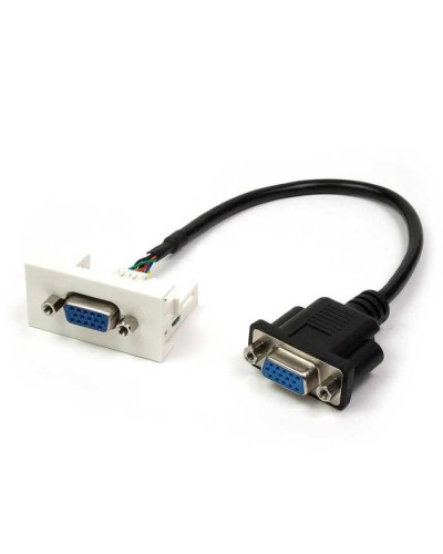 Вставка Mosaic 22.5x45 с адаптером VGA D-SUB HDB-15 мама, со шнуром 20 см мама, белая LANMASTER LAN-WA-LP-VGA-FF-0.2 в Нижнем Новгороде Аксессуары для стоек и шкафов Pintop.ru