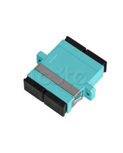 Адаптер NIKOMAX волоконно-оптический, соединительный, многомодовый, стандарта OM3, SC/UPC-SC/UPC, двойной, пластиковый, без шторки, с фланцами, аква, уп-ка 2шт. NIKOMAX (NMF-OA2M3-FN-SCU-SCU-AQ-2) в Нижнем Новгороде Проходные адаптеры и розетки оптические Pint