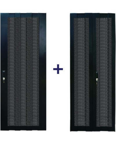 Комплект дверей 22U, 600 мм, черный, передняя - перфорированная, задняя - распашная перфорированная TWT TWT-CBB-DR22-6x-S-P1 в Нижнем Новгороде Аксессуары для стоек и шкафов Pintop.ru