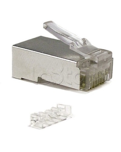 Коннектор RJ-45 под витую пару, категория 6 (50 µ/ 50 микродюймов), экранированный, универсальный (для одножильного и многожильного кабеля), со вставкой Cabeus 8P8C-SH-C6-TWP в Нижнем Новгороде Коннекторы и разъемы Pintop.ru