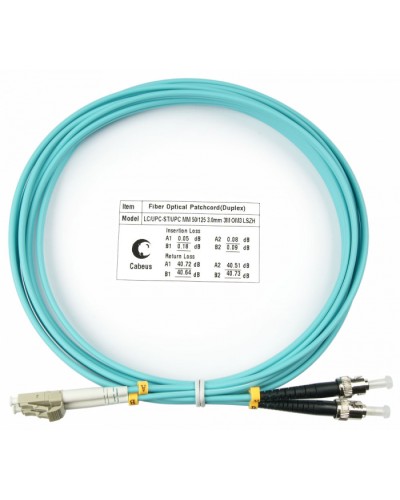 Шнур оптический duplex LC-ST 50/125 mm OM3 3м LSZH Cabeus FOP-50-LC-ST-3m в Нижнем Новгороде Патч-корды и пигтейлы Pintop.ru