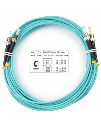 Шнур оптический duplex ST-ST 50/125 mm OM3 15м LSZH Cabeus FOP-50-ST-ST-15m в Нижнем Новгороде Патч-корды и пигтейлы Pintop.ru