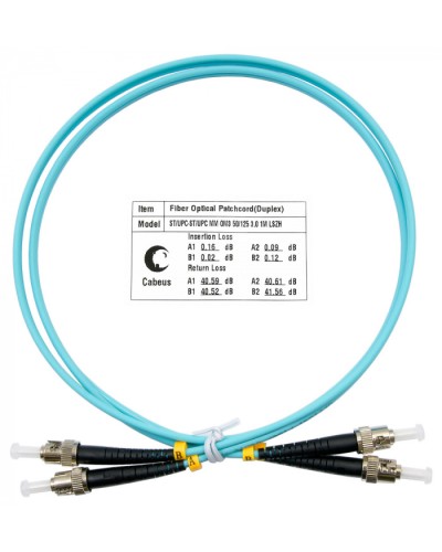Шнур оптический duplex ST-ST 50/125 mm OM3 1м LSZH Cabeus FOP-50-ST-ST-1m в Нижнем Новгороде Патч-корды и пигтейлы Pintop.ru