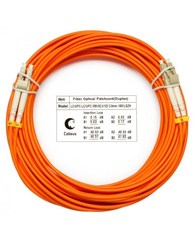 Шнур оптический duplex LC-LC 62,5/125 mm 15м LSZH Cabeus FOP-62-LC-LC-15m в Нижнем Новгороде Патч-корды оптические Pintop.ru