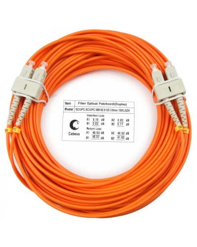 Шнур оптический duplex SC-SC 62,5/125 mm 15м LSZH Cabeus FOP-62-SC-SC-15m в Нижнем Новгороде Патч-корды оптические Pintop.ru