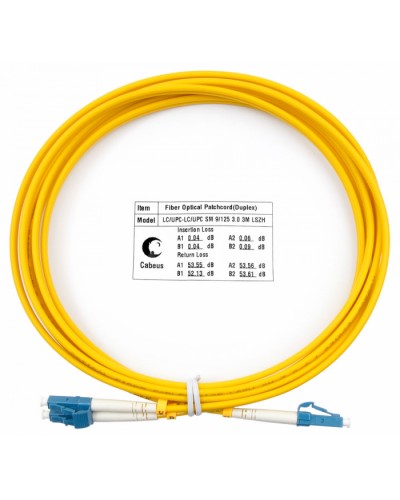 Шнур оптический duplex LC-LC 9/125 sm 3м LSZH Cabeus FOP(d)-9-LC-LC-3m в Нижнем Новгороде Патч-корды оптические Pintop.ru