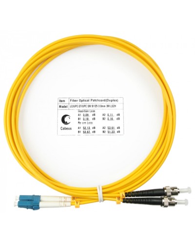 Шнур оптический duplex LC-ST 9/125 sm 3м LSZH Cabeus FOP(d)-9-LC-ST-3m в Нижнем Новгороде Патч-корды оптические Pintop.ru