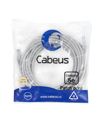 Шнур коммутационный Cabeus PC-UTP-RJ45-Cat.5e-10m в Нижнем Новгороде Патчкорды (медные) Pintop.ru