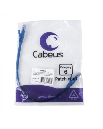 Патч-корд U/UTP, кат. 6, 2xRJ45/8p8c, неэкран, синий, LSZH, 0.3м Cabeus (PC-UTP-RJ45-Cat.6-0.3m-BL-LSZH) в Нижнем Новгороде Патчкорды (медные) Pintop.ru
