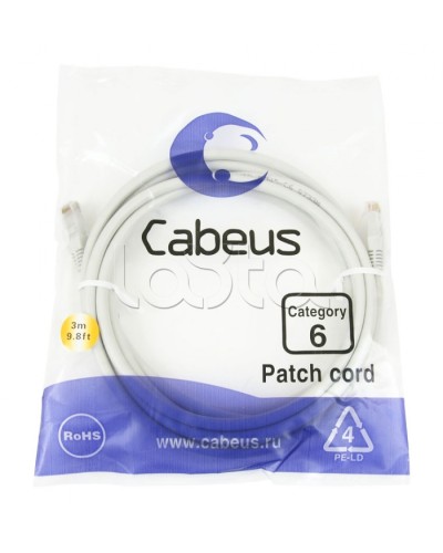 Шнур коммутационный 2xRJ-45/8P8C U/UTP кат.6 (3 м) Cabeus PC-UTP-RJ45-Cat.6-3m в Нижнем Новгороде Патчкорды (медные) Pintop.ru