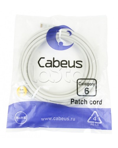 Шнур коммутационный 2xRJ-45/8P8C U/UTP кат.6 (5 м) Cabeus PC-UTP-RJ45-Cat.6-5m в Нижнем Новгороде Патчкорды (медные) Pintop.ru