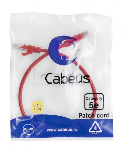 Патч-корд медный U/UTP кат.5е (0,5м) LSZH (красный) Cabeus (PC-UTP-RJ45-Cat.5e-0.5m-RD-LSZH) в Нижнем Новгороде Патчкорды (медные) Pintop.ru