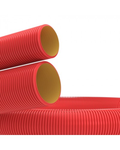 Труба гибкая двустен. 75 мм с протяжкой красная (72 м) DKC (12197572) в Нижнем Новгороде Труба гофрированная Pintop.ru