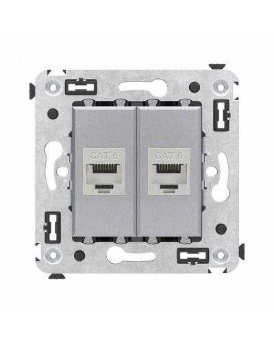 Компьютерная розетка RJ-45 в стену, кат.6 двойная экранированная, Avanti, Закаленная сталь DKC (4404794) в Нижнем Новгороде Розетки компьютерные и телефонные Pintop.ru