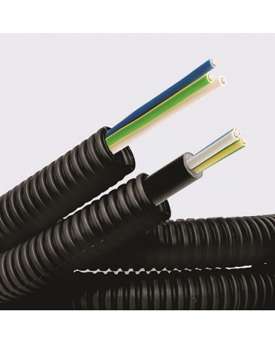 Электротруба ПНД гибкая гофр. д.16мм, цвет черный, с кабелем ВВГнг(А)-LS 3х1,5мм² РЭК ГОСТ+, 100м DKC 7L716100 в Нижнем Новгороде Труба гофрированная Pintop.ru