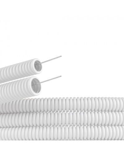 Труба ПЛЛ гибкая гофр. не содержит галогенов д.20мм, ПВ-0, с протяжкой,100м, цвет белый DKC (81820) в Нижнем Новгороде Труба гофрированная Pintop.ru