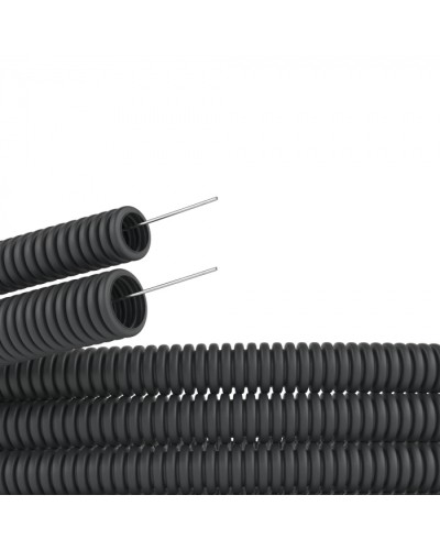 Труба гофр. самозатух. ПВХ 25 мм с зондом (50 м) черная DKC (91925B) в Нижнем Новгороде Труба гофрированная Pintop.ru