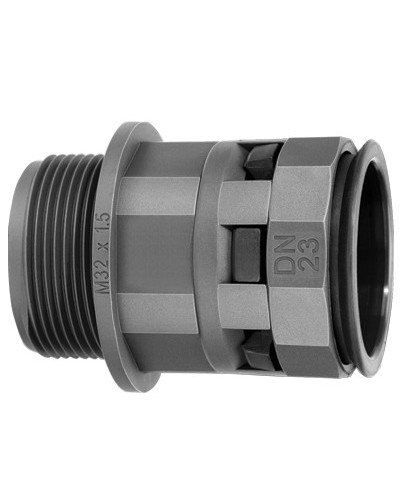 Муфта труба-коробка DN 36 мм, М40х1,5, полиамид, цвет черный DKC PAM36M40N в Нижнем Новгороде Повороты, муфты, тройники Pintop.ru