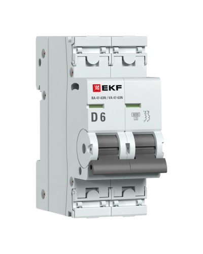 Автоматический выключатель 2P 6А (D) 6кА ВА 47-63N EKF PROxima (M636206D) в Нижнем Новгороде Электротехническое оборудование Pintop.ru