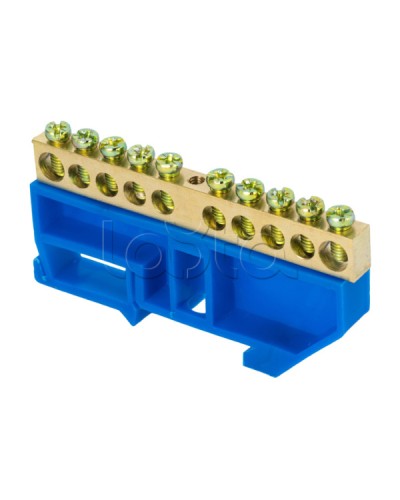 Шина 0 N (8х12мм) 10 отверстий латунь синий изолятор на DIN-рейку EKF PROxima (sn0-125-10-d) в Нижнем Новгороде Аксессуары для стоек и шкафов Pintop.ru