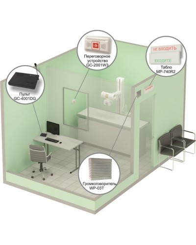 Комплект светового, звукового и голосового вызова посетителя в кабинет Hostcall MP-912W2 в Нижнем Новгороде Система оповещения и трансляции Hostcall Pintop.ru
