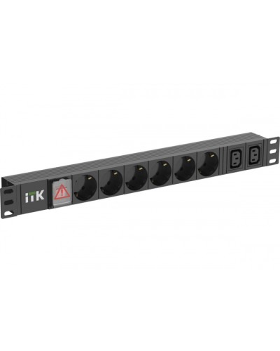 ITK 6 розеток нем. ст. + 2 С13 LED 1U вх. С14 алюмин.(PH12-6D2C133) в Нижнем Новгороде Блоки розеток Pintop.ru