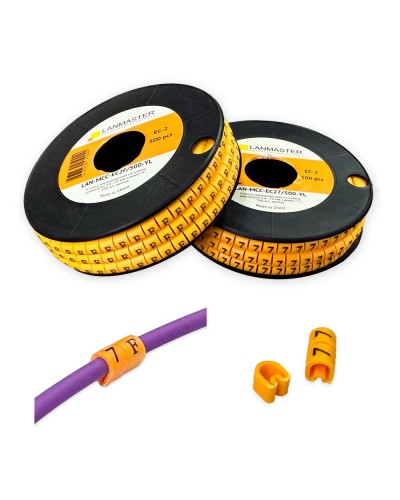 Клипса маркировочная на кабель диаметром 3.6–7.4 мм, символ 5, 500 шт., желтая LANMASTER LAN-MCC-EC25/500-YL в Нижнем Новгороде Аксессуары для стоек и шкафов Pintop.ru