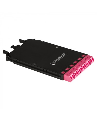 Компактная MPO кассета OM4, 12xLC, тип B, низкие потери, черная LANMASTER (LAN-MCCB-1M-12LC/OM4) в Нижнем Новгороде Патч-корды оптические Pintop.ru