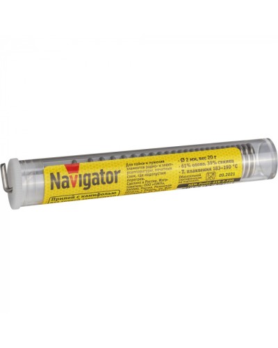 Припой Navigator 93 107 NEM-Pos01-61K-2-F20 (ПОС-61, колба, 2 мм, 20 гр) в Нижнем Новгороде Аксессуары для кабель-канала Pintop.ru