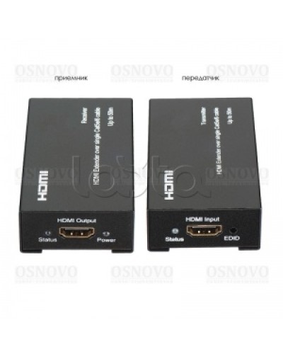 Комплект для передачи HDMI по одному кабелю витой пары CAT5e/6 до 50м OSNOVO TA-Hi/1+RA-Hi/1 в Нижнем Новгороде Видеоусилители, Модуляторы, Делители Pintop.ru