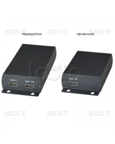 Комплект (передатчик + приёмник) для передачи HDMI по одному кабелю витой пары SC&T HE03 в Нижнем Новгороде Видеоусилители, Модуляторы, Делители Pintop.ru
