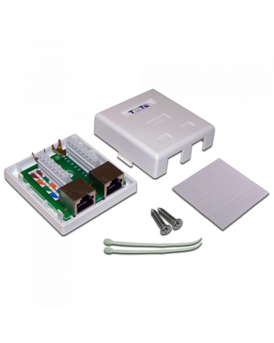 Настенная розетка, 2 порта RJ-45 категории 6, STP, белая TWT (TWT-SM2-4545/S6-WH) в Нижнем Новгороде Розетки компьютерные и телефонные Pintop.ru