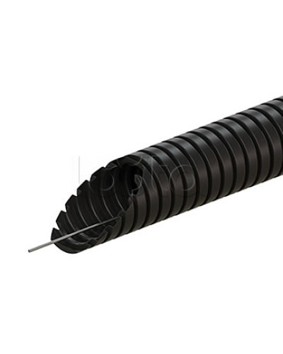 Труба ПВХ гофрир. легкая, с зондом диам 25мм (1шт = 50м), цвет чёрный Экопласт (10125-50BL) в Нижнем Новгороде Труба гофрированная Pintop.ru