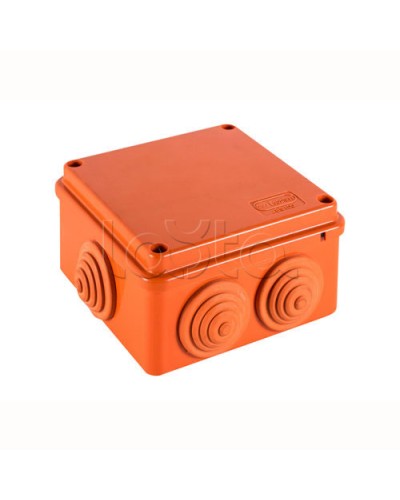 JBS100 Коробка огн. E110, о/п 100х100х55мм, без галогена, 6 вых., IP55, цвет оранж. Экопласт (43377HF) в Нижнем Новгороде Коробки (ОКЛ) Экопласт Pintop.ru