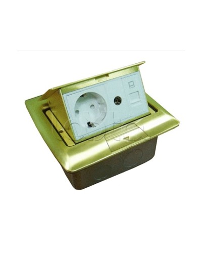 Люк встраиваемый на 1,5 модуля (45х45 мм) с коробкой, латунь, IP44 Экопласт 70023 в Нижнем Новгороде Системы лючков и колонн Pintop.ru