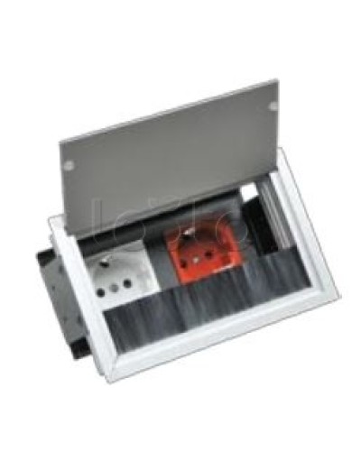 Люк настольный встраиваемый на 2 модуля (45х45мм) с крышкой, алюминий IP20 Экопласт 70042 в Нижнем Новгороде Системы лючков и колонн Pintop.ru