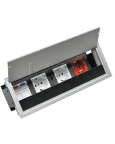 Люк настольный встраиваемый на 4 модулей (45х45мм) с крышкой, алюминий IP20 Экопласт 70044 в Нижнем Новгороде Системы лючков и колонн Pintop.ru